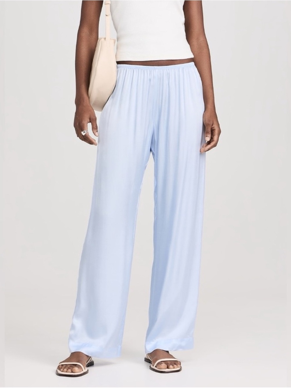 DONNI Satin Simple Pants Light Blue Medium